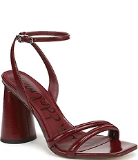 Sam Edelman Kia Patent Leather Sculptural Heel Ankle Strap Sandals