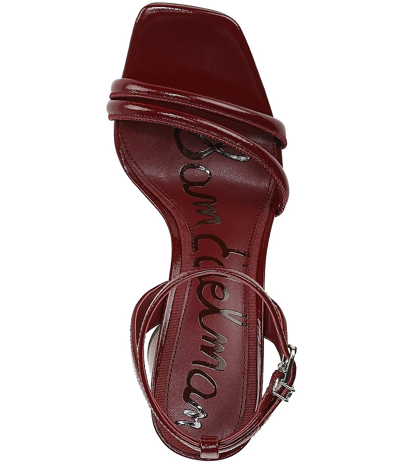 Sam Edelman Kia Patent Leather Sculptural Heel Ankle Strap Sandals