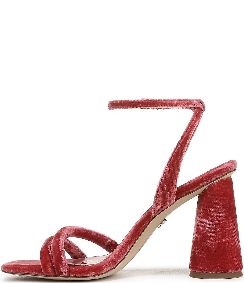 Sam Edelman Kia Velvet Fabric Sculptural Heel Ankle Strap Sandals