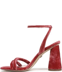 Sam Edelman Kia Velvet Fabric Sculptural Heel Ankle Strap Sandals
