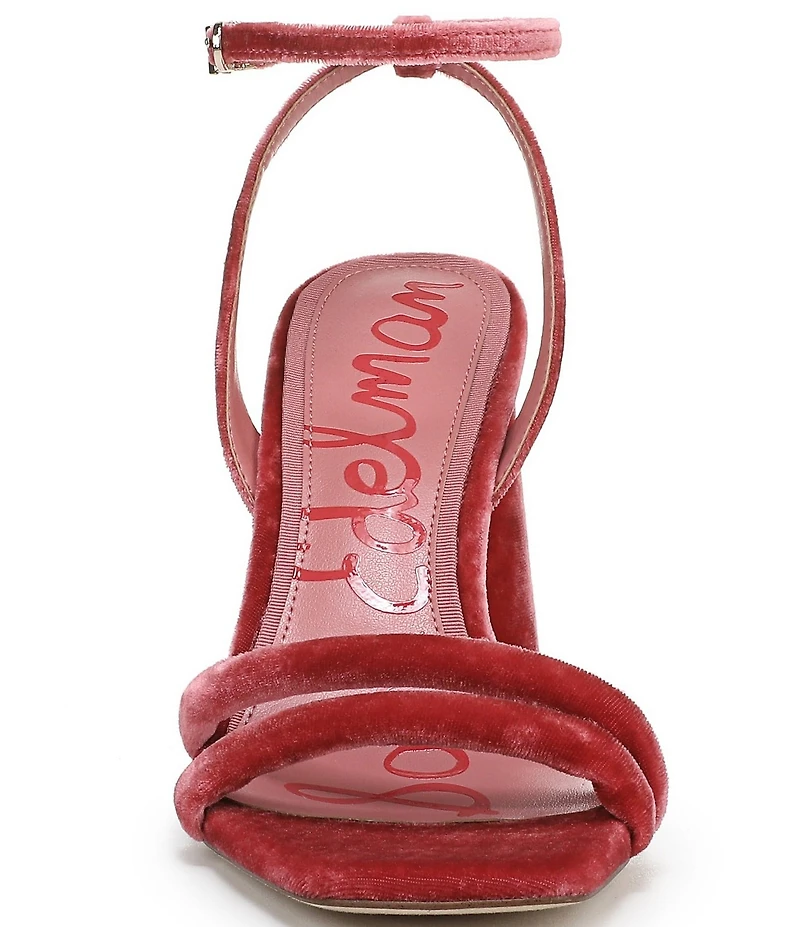 Sam Edelman Kia Velvet Fabric Sculptural Heel Ankle Strap Sandals