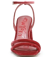 Sam Edelman Kia Velvet Fabric Sculptural Heel Ankle Strap Sandals