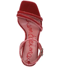 Sam Edelman Kia Velvet Fabric Sculptural Heel Ankle Strap Sandals
