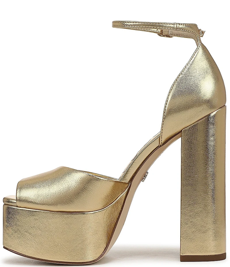 Sam Edelman Kirra Metallic Leather Ankle Strap Platform Dress Sandals