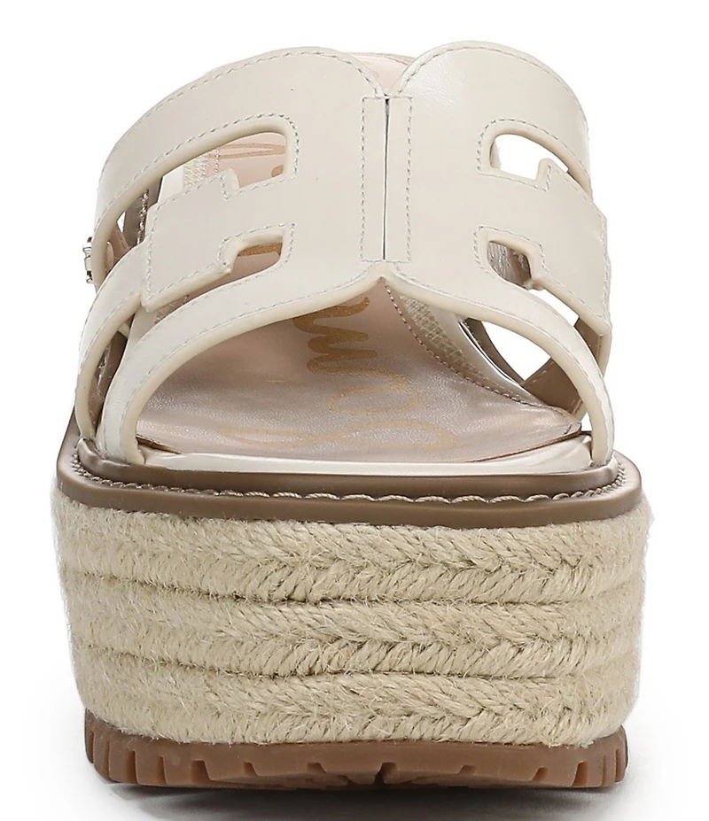 Sam Edelman Laine Leather Raffia Logo Wrapped Platform Slide Sandals