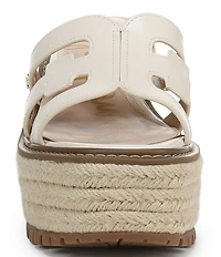 Sam Edelman Laine Leather Raffia Logo Wrapped Platform Slide Sandals