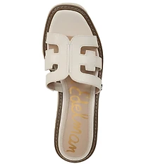 Sam Edelman Laine Leather Raffia Logo Wrapped Platform Slide Sandals