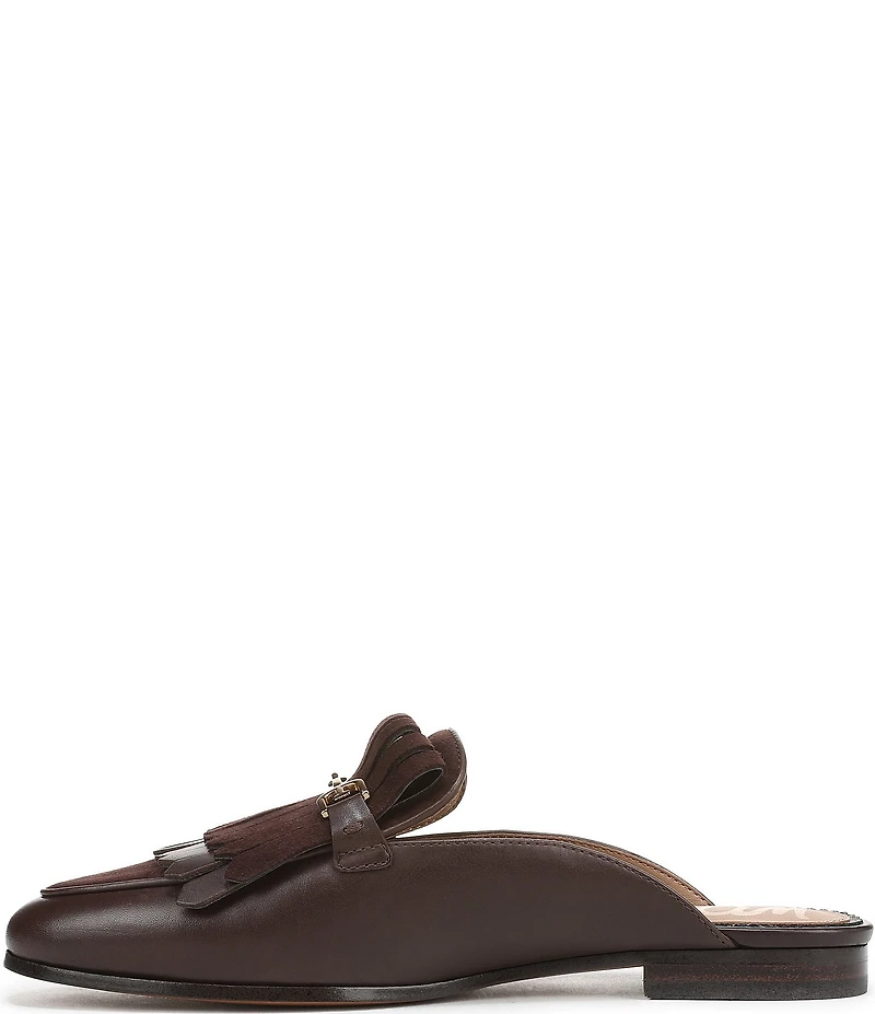 Sam Edelman Lainey Leather and Suede Fringe Bit Buckle Mule Loafers