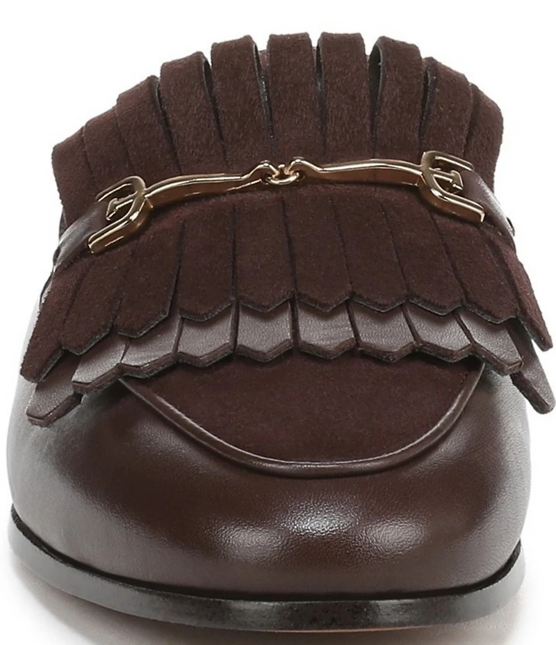 Sam Edelman Lainey Leather and Suede Fringe Bit Buckle Mule Loafers