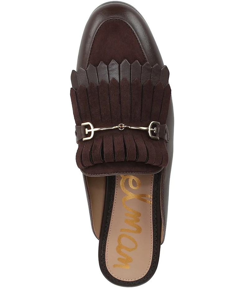 Sam Edelman Lainey Leather and Suede Fringe Bit Buckle Mule Loafers