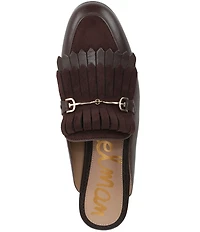 Sam Edelman Lainey Leather and Suede Fringe Bit Buckle Mule Loafers