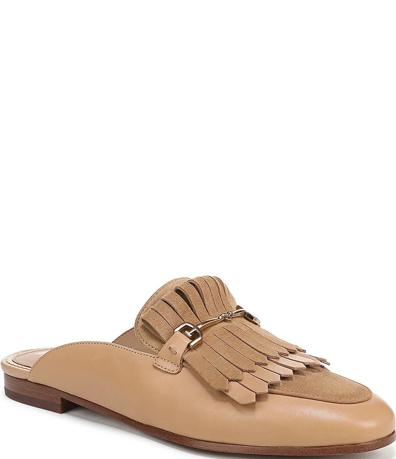 Sam Edelman Lainey Leather Suede Kiltie Bit Buckle Loafer Mules