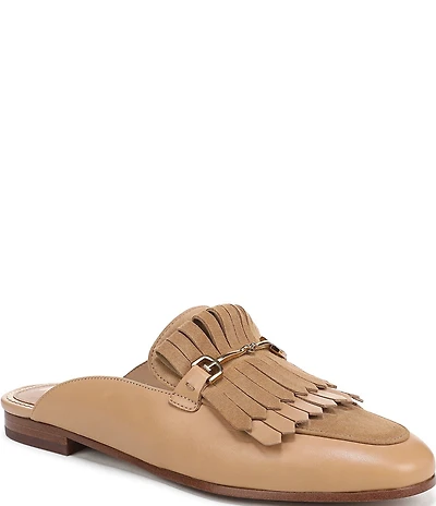 Sam Edelman Lainey Leather Suede Kiltie Bit Buckle Loafer Mules