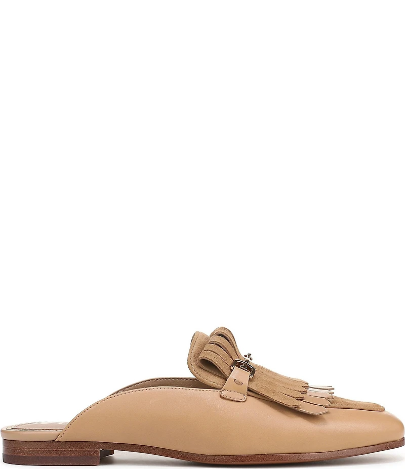 Sam Edelman Lainey Leather and Suede Fringe Bit Buckle Mule Loafers