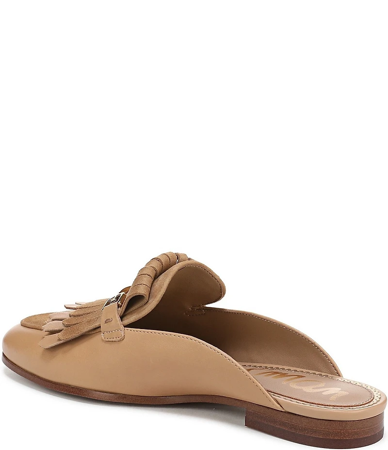 Sam Edelman Lainey Leather and Suede Fringe Bit Buckle Mule Loafers