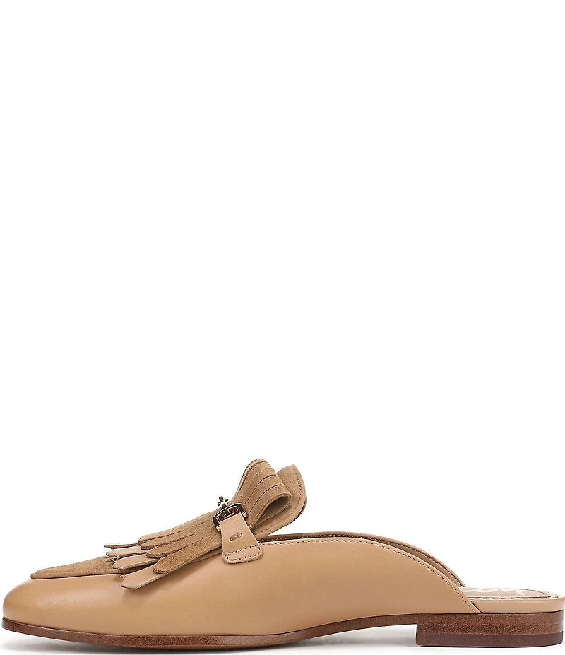 Sam Edelman Lainey Leather and Suede Fringe Bit Buckle Mule Loafers