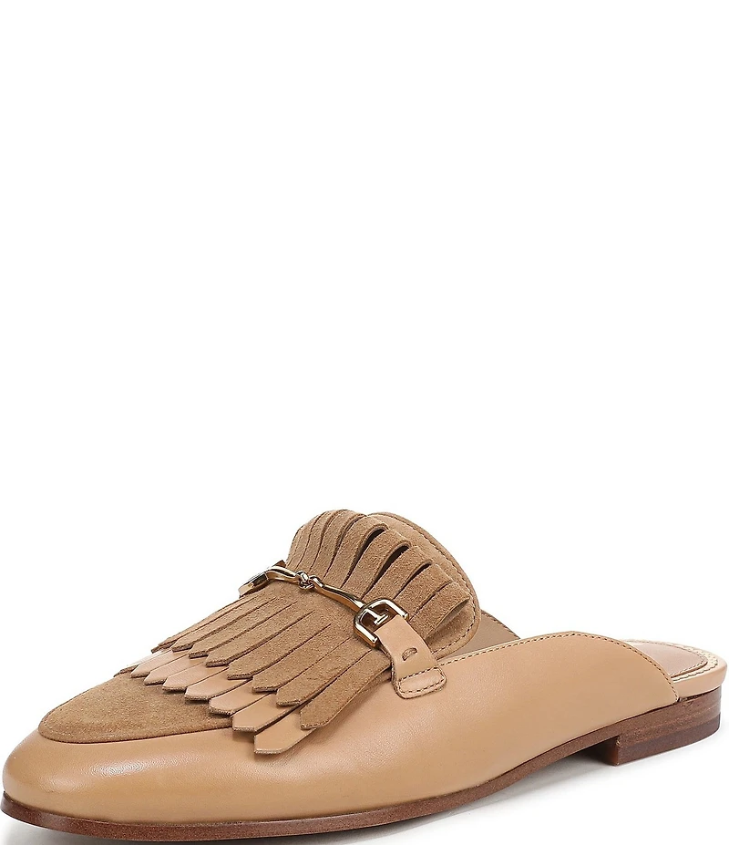 Sam Edelman Lainey Leather and Suede Fringe Bit Buckle Mule Loafers