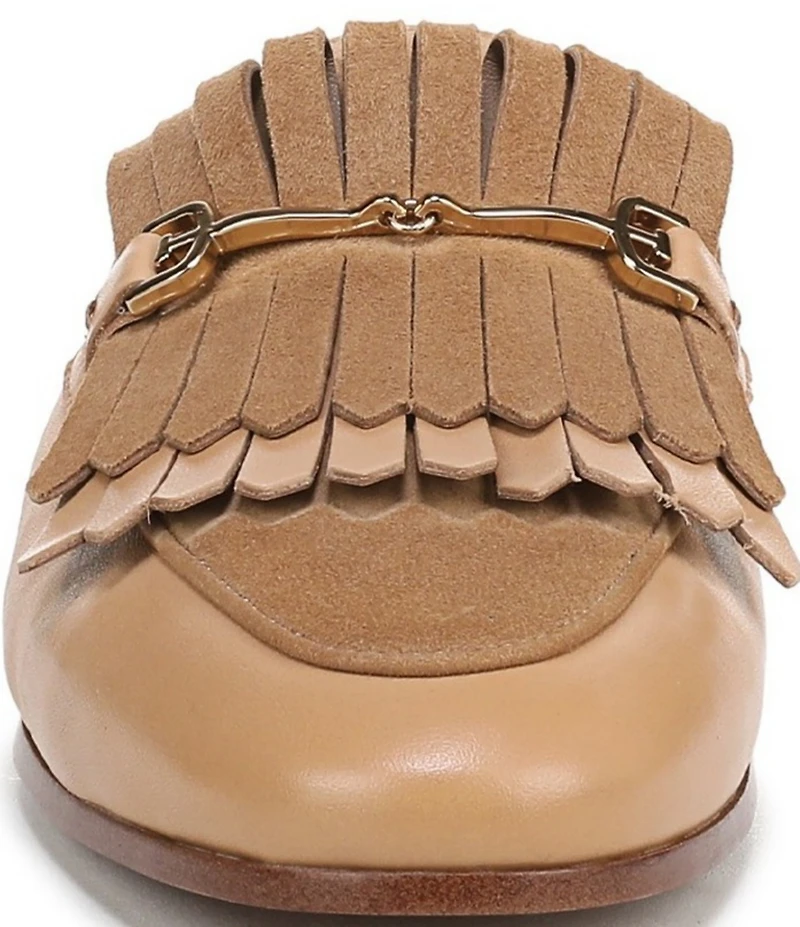 Sam Edelman Lainey Leather and Suede Fringe Bit Buckle Mule Loafers