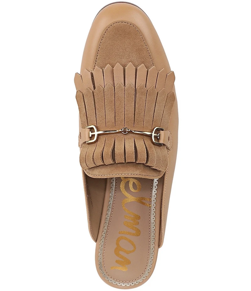 Sam Edelman Lainey Leather and Suede Fringe Bit Buckle Mule Loafers