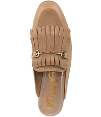 Sam Edelman Lainey Leather and Suede Fringe Bit Buckle Mule Loafers