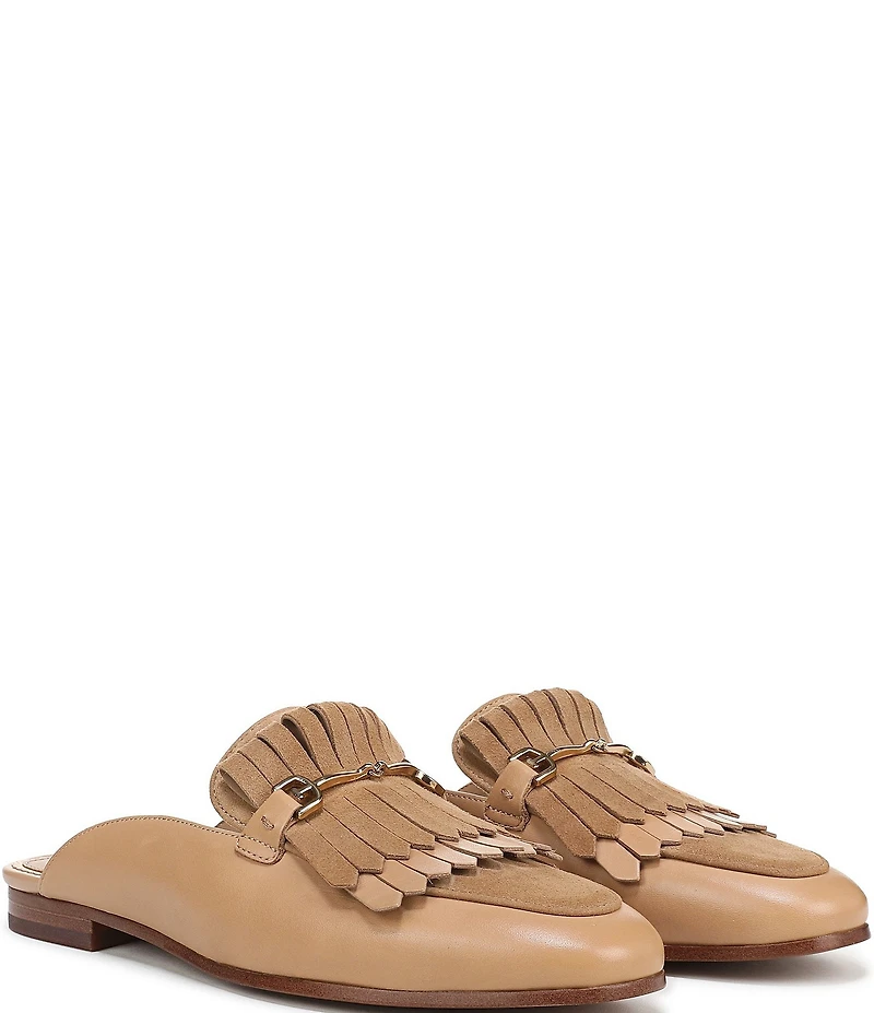 Sam Edelman Lainey Leather and Suede Fringe Bit Buckle Mule Loafers