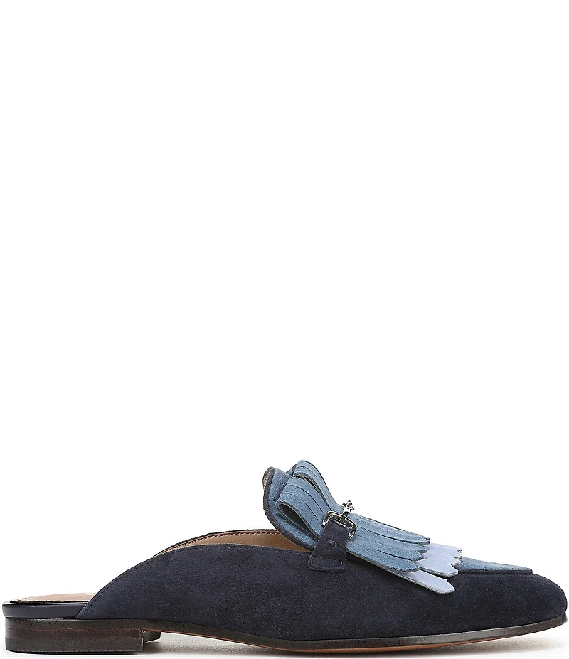 Sam Edelman Lainey Suede Fringe Bit Buckle Flat Mule Loafers