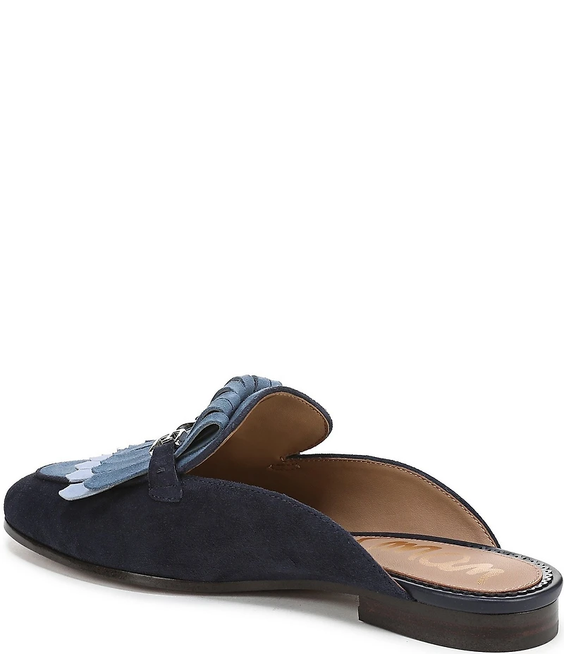 Sam Edelman Lainey Suede Fringe Bit Buckle Flat Mule Loafers