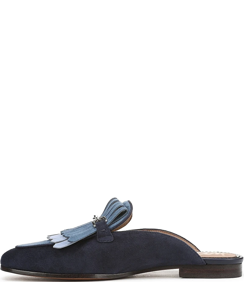 Sam Edelman Lainey Suede Fringe Bit Buckle Flat Mule Loafers