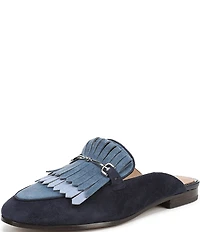 Sam Edelman Lainey Suede Fringe Bit Buckle Flat Mule Loafers