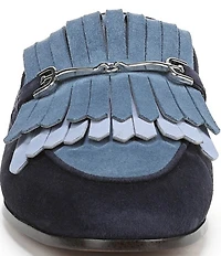 Sam Edelman Lainey Suede Fringe Bit Buckle Flat Mule Loafers