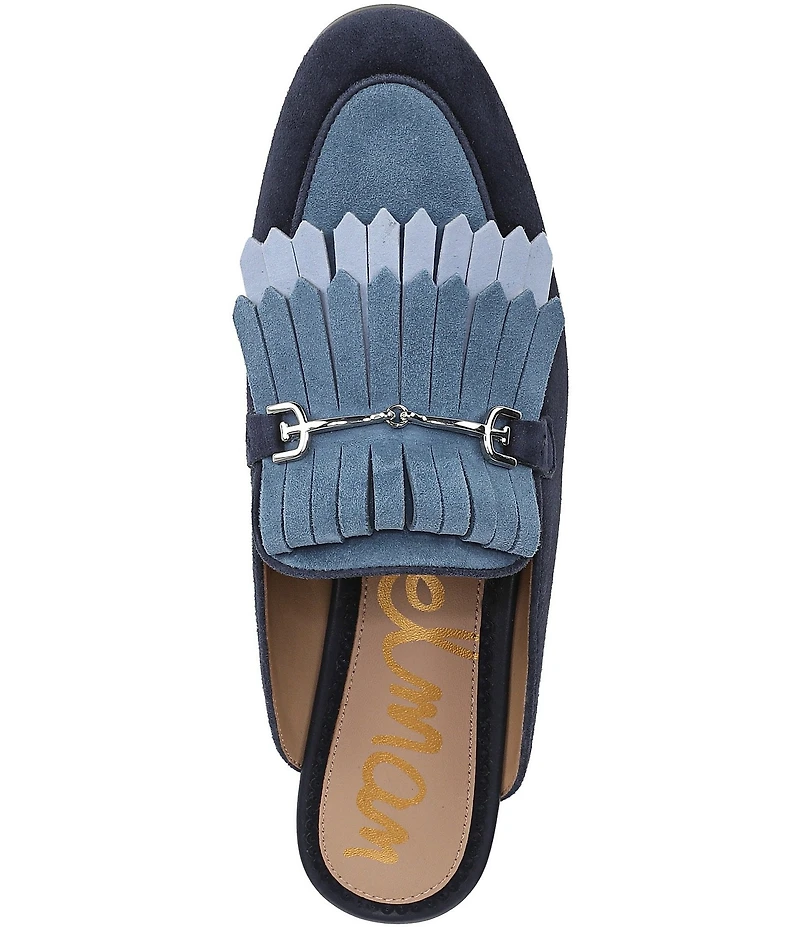 Sam Edelman Lainey Suede Fringe Bit Buckle Flat Mule Loafers
