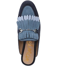Sam Edelman Lainey Suede Fringe Bit Buckle Flat Mule Loafers