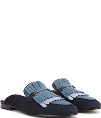 Sam Edelman Lainey Suede Fringe Bit Buckle Flat Mule Loafers