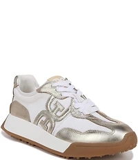 Sam Edelman Langley Leather and Fabric Lace Up Retro Sneakers