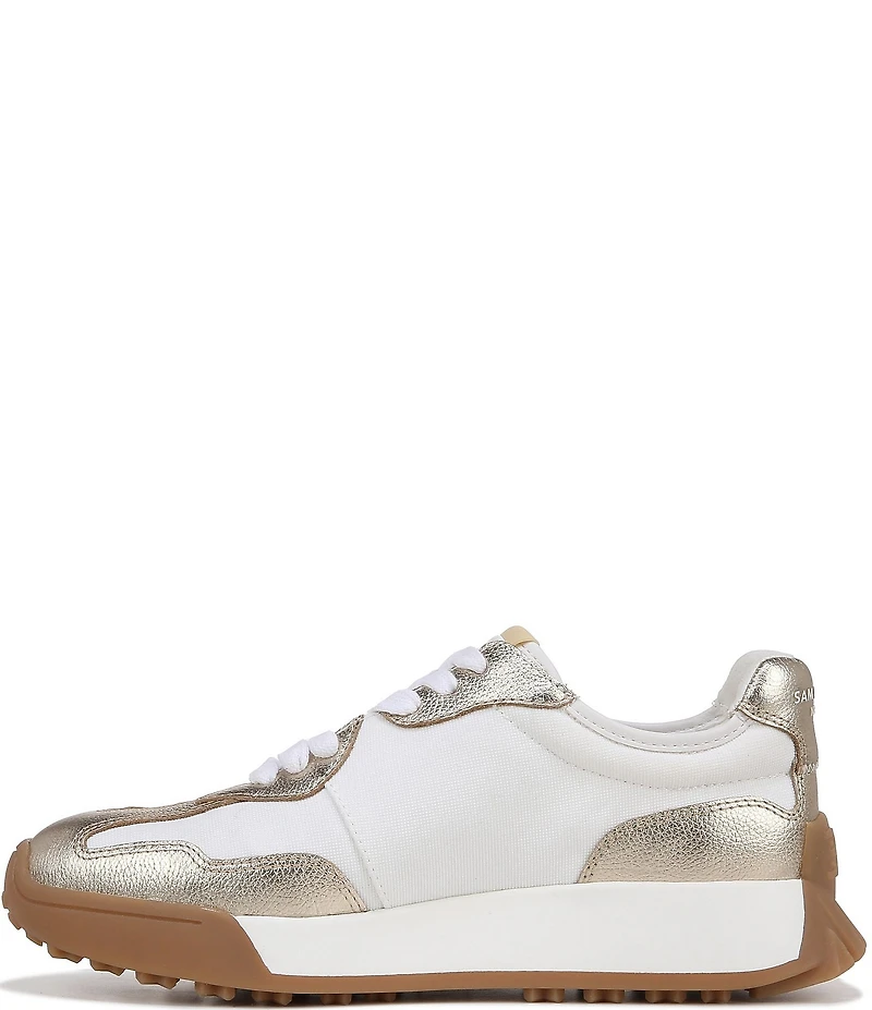 Sam Edelman Langley Leather and Fabric Lace Up Retro Sneakers