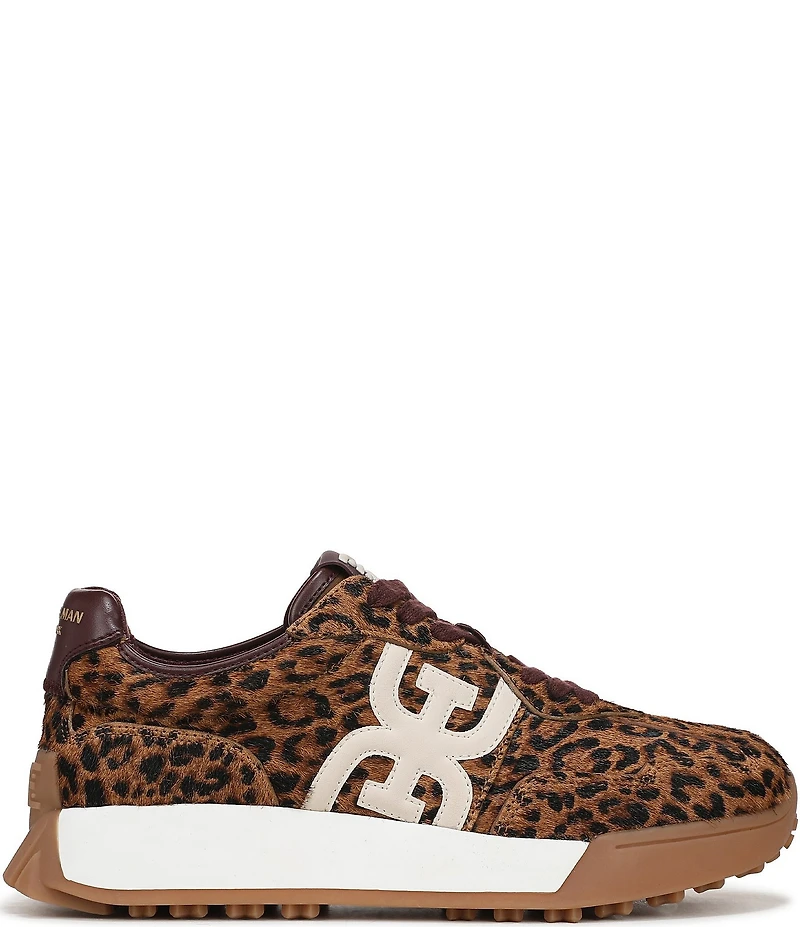 Sam Edelman Langley Leopard Print Calf Hair Lace Up Retro Sneakers