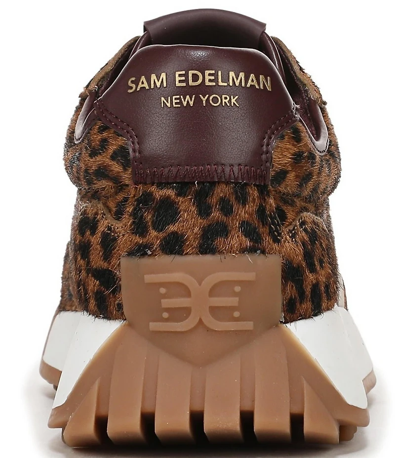 Sam Edelman Langley Leopard Print Calf Hair Lace Up Retro Sneakers