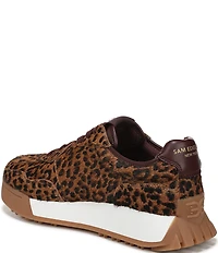 Sam Edelman Langley Leopard Print Calf Hair Lace Up Retro Sneakers