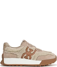 Sam Edelman Langley Shearling and Suede Lace Up Retro Sneakers