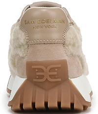 Sam Edelman Langley Shearling and Suede Lace Up Retro Sneakers