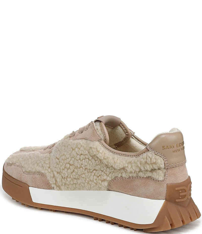 Sam Edelman Langley Shearling and Suede Lace Up Retro Sneakers