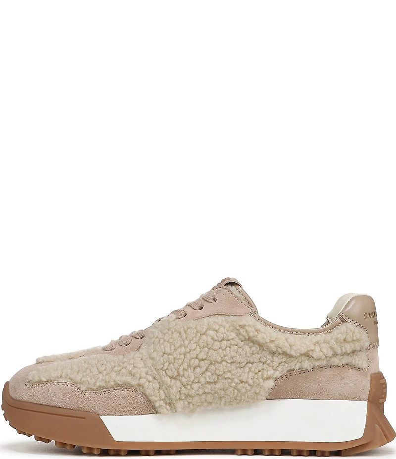 Sam Edelman Langley Shearling and Suede Lace Up Retro Sneakers