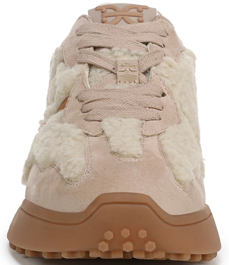 Sam Edelman Langley Shearling and Suede Lace Up Retro Sneakers