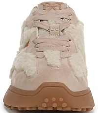 Sam Edelman Langley Shearling and Suede Lace Up Retro Sneakers