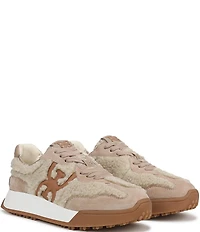 Sam Edelman Langley Shearling and Suede Lace Up Retro Sneakers