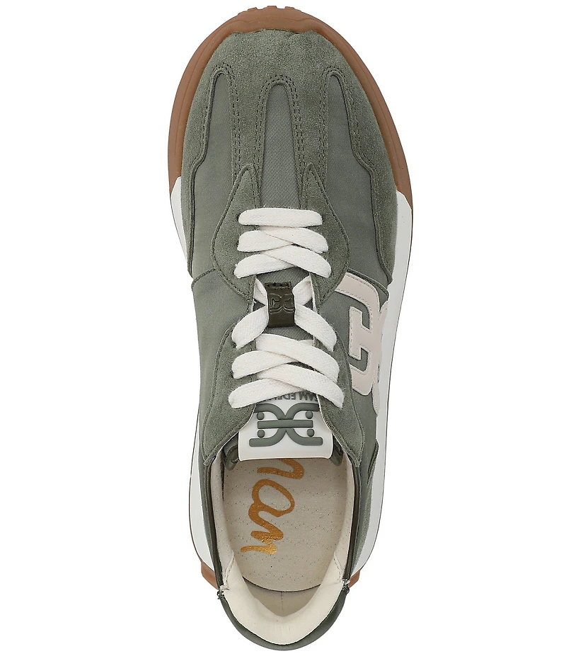 Sam Edelman Langley Suede Nylon Logo Detail Platform Retro Sneakers