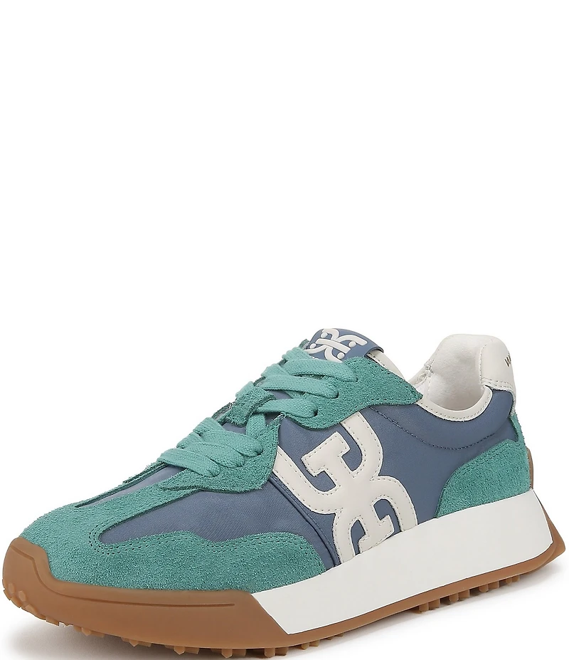Sam Edelman Langley Suede and Nylon Logo Detail Platform Retro Sneakers