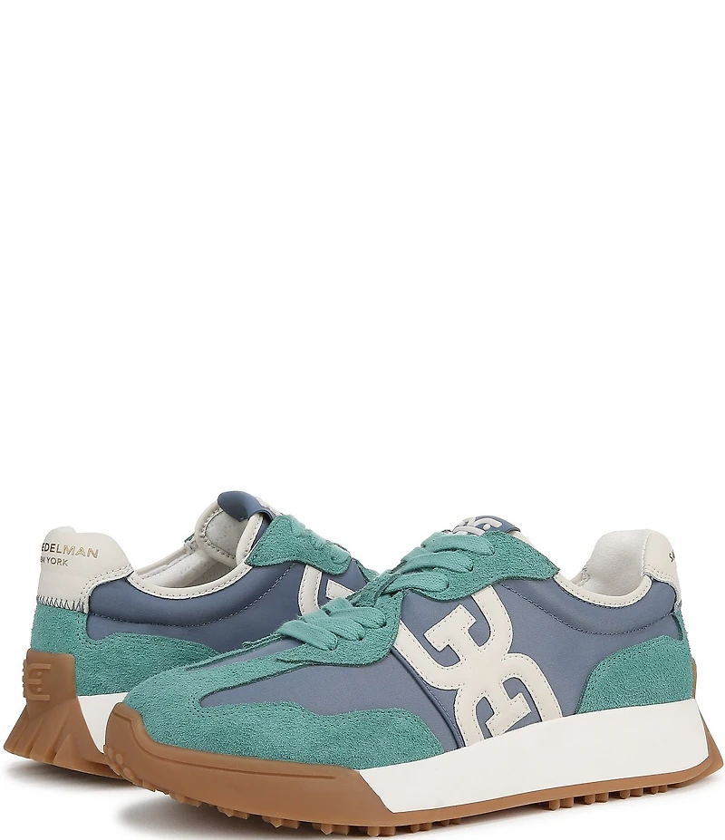 Sam Edelman Langley Suede Nylon Logo Detail Platform Retro Sneakers