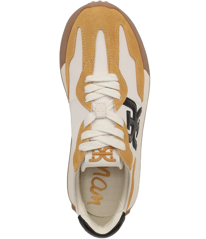Sam Edelman Langley Suede Nylon Logo Detail Platform Retro Sneakers