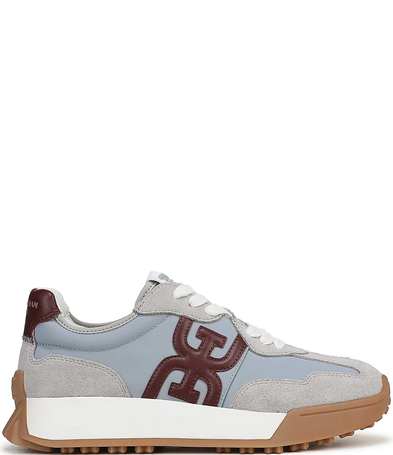 Sam Edelman Langley Suede and Nylon Logo Detail Platform Retro Sneakers